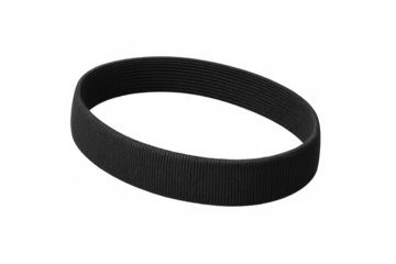 Black elastic hairband accessory loop on transparent background