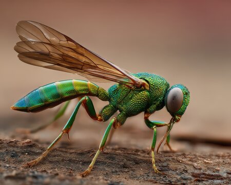 Lizard Interacting with a Dirt Dauber: A Closeup of Nature's Intricate Wildlife