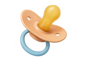 Baby pacifier with yellow nipple comforting infant