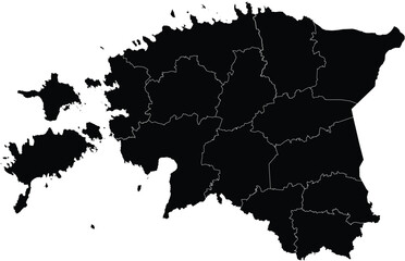 Vector Map of Estonia with Regions