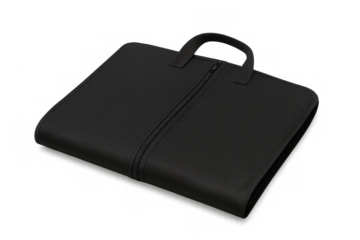 Black business portfolio briefcase with handle and zipper
