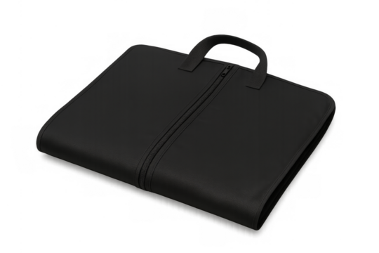 Black business portfolio briefcase with handle and zipper
