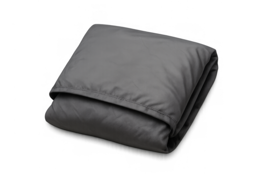 Folded gray blanket bedding textile on transparent background