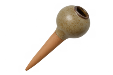 Terracotta watering spike providing plant irrigation