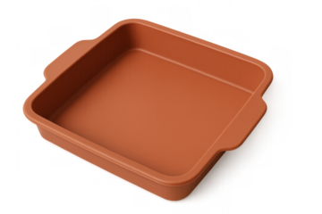 Square silicone baking dish with transparent background