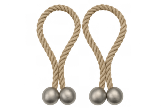 Curtain tie back ropes with metal spheres