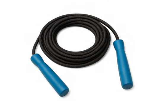 Jump rope with blue handles for fitness workout