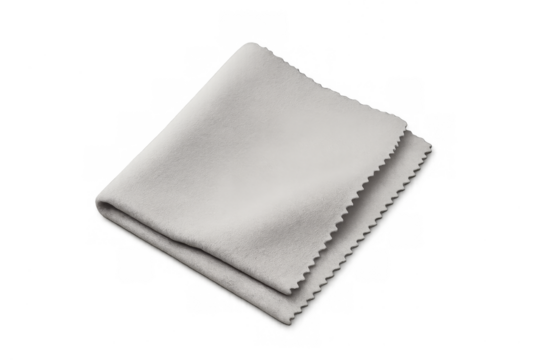 White folded microfiber cleaning cloth on transparent background