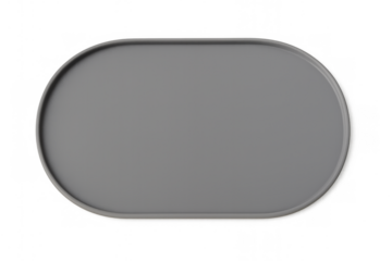 Gray oval serving tray on transparent background
