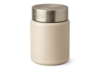 Beige vacuum insulated food jar with lid