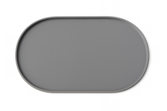 Gray oval serving tray on transparent background - Powered by Adobe