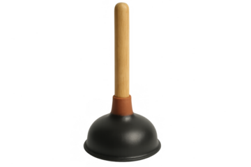 Plumbing plunger tool for unclogging drains transparent background