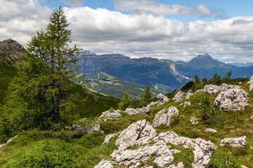 Fototapeta premium LMountain landscape near Livinallongo del Col di Lana and Valparola Pass. Dolomites Alps. Italy.