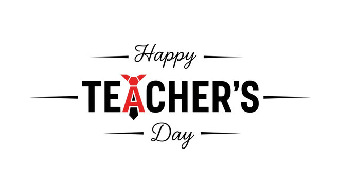 Happy teachers day text with a tie graphic
