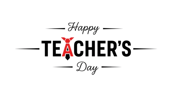 Happy teachers day text with a tie graphic - Powered by Adobe
