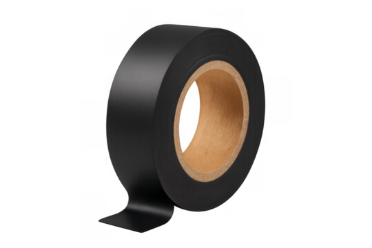 Black electrical insulating tape roll for repair work