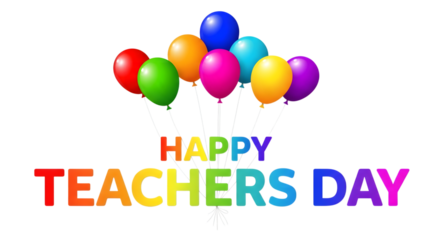 Happy teachers day text with colorful balloons
