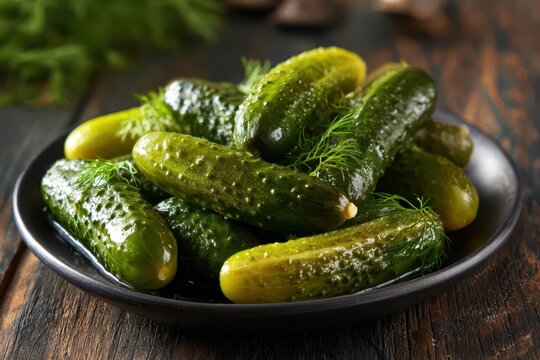 Savory Dill Pickle Spears Arranged Aesthetically on a Platter, Perfect for Your Cravings