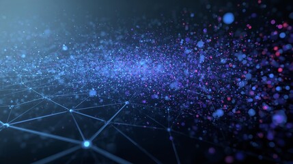 Abstract digital network background with glowing dots and connecting lines