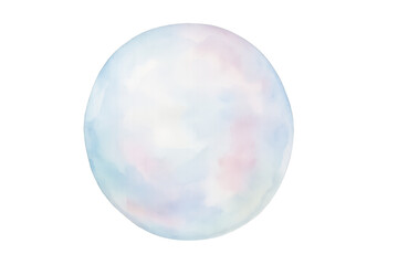 Transparent soap bubble floating, reflecting light with pastel watercolor hues, isolated on a transparent background