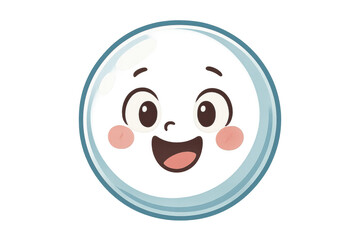 Fototapeta premium Happy cartoon bubble character showing a big smile and excited expression on a transparent background