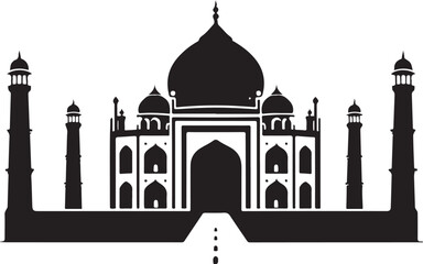 Detailed Silhouette of Taj Mahal Famous Landmark in Agra India Depicting Indian Architecture Culture Mughal Empire Travel Destination and Historical Monument