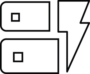 Two blocks and a lightning bolt symbol