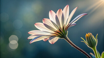 Fototapeta premium Soft Backlit Flower Macro with Morning Glow Ultra Realistic AI Generated Botanical Image