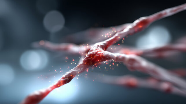 High-quality 4K conceptual visualization of liquid biopsy technology depicting circulating tumor DNA fragments floating through a glowing digital bloodstream. Microscopic DNA stran