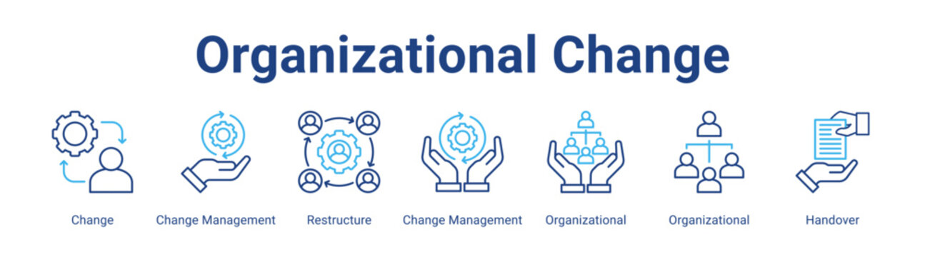 Organizational Change web icon vector illustration concept with icon of Change, Change Management, Restructure, Change Management, Organizational, Organizational, Handover,in modern flat vector style.