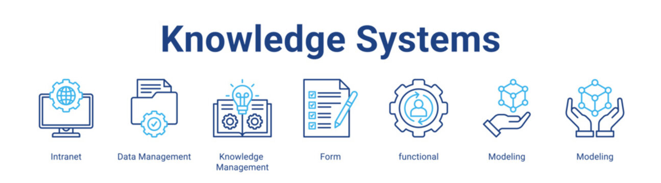 Knowledge Systems web icon vector illustration concept with icon of Intranet, Data Management, Knowledge Management, Form, functional, Modeling, Modeling,in modern flat vector style.
