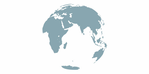 Stylized earth globe with continents in muted blue on a clean white background