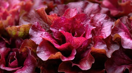 Vibrant Red Loose Leaf Lettuce Leaves Captured in Macro at a Central Colombian Garden