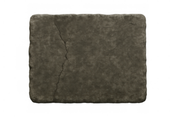Stone plaque with an ancient cracked texture, weathered rock surface, rustic grunge background with transparent alpha channel