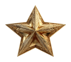 Golden star decoration home interior digital elegant design isolated on transparent background
