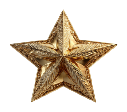 Golden star decoration home interior digital elegant design isolated on transparent background