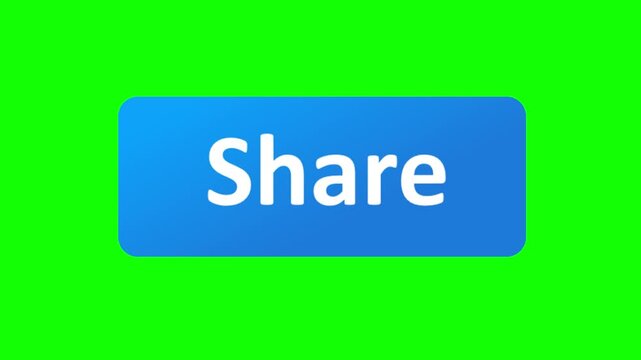 Share rectangle button on green screen chroma background motion animation