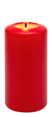 Illuminating red candle display home product isolated on transparent background