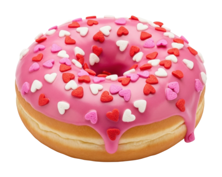 Valentine's day treat heart-shaped donut bakery food isolated on transparent background