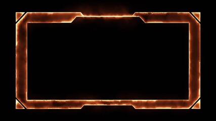 dynamic glowing orange fiery flame energy streaming frame overlay for gaming and live content