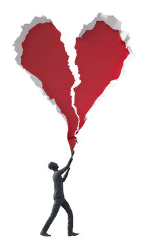 Breaking heart conceptual creative design environment isolated on transparent background