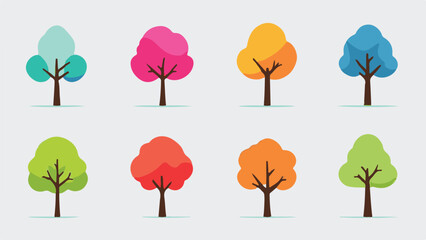 Colorful Tree Vector Icon Set