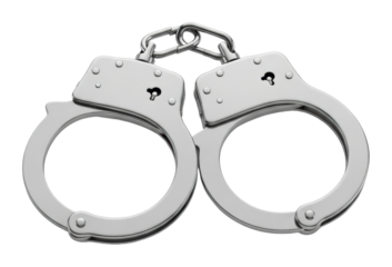 Arrest action with handcuffs law enforcement scene isolated on transparent background