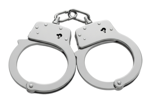 Arrest action with handcuffs law enforcement scene isolated on transparent background