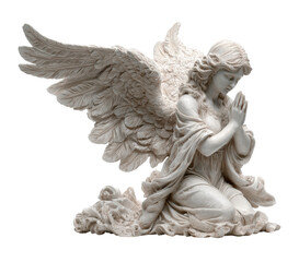 Obraz premium Praying angel statue serenity space sculptural home isolated on transparent background