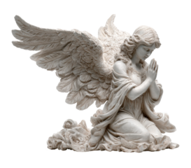 Praying angel statue serenity space sculptural home isolated on transparent background