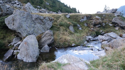 Beautiful landscape, mountain creek stream