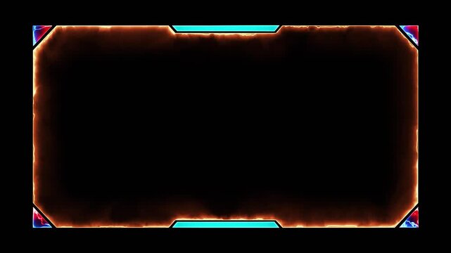 dynamic glowing orange fiery flame energy streaming frame overlay for gaming and live content