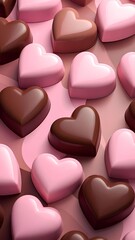 Fototapeta premium 背景素材 ハート型チョコのシームレスパターン Background Seamless Heart-shaped chocolate pattern （Generative AI）