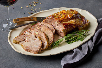 freshly baked pork neck roast